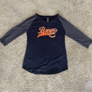 Girls Chicago Bears NFL Team Apparel Raglan V Neck T Shirt 3/4 Sleeve Sz L 10/12